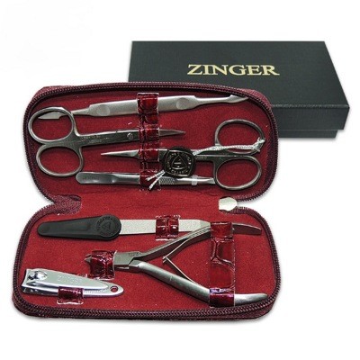Маникюрный набор Zinger 7105 S (7 предметов) БОРДОВЫЙ КРОКОДИЛ - фото