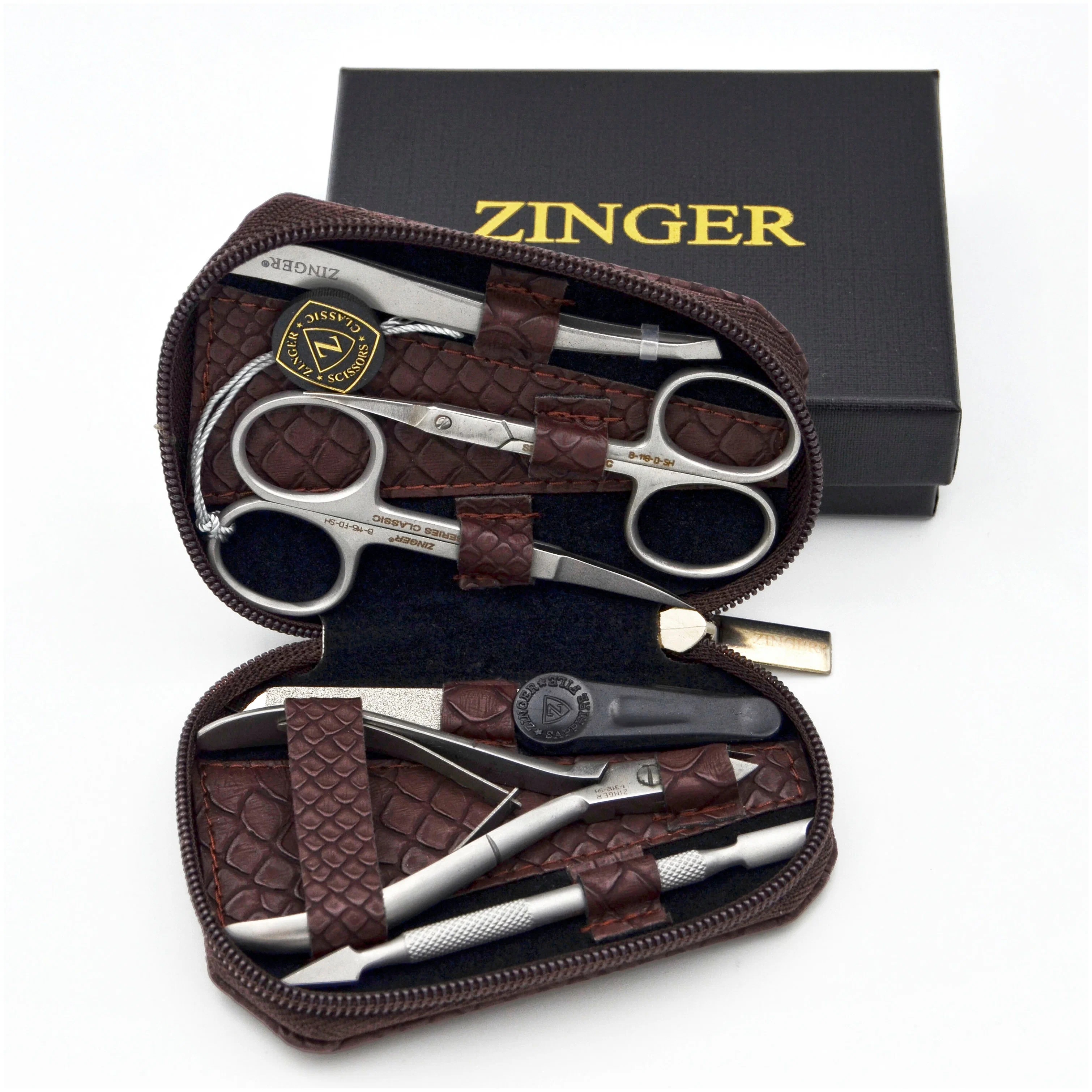 Маникюрный набор Zinger 7103 (6 предметов) КОРИЧНЕВАЯ ЗМЕЯ - фото