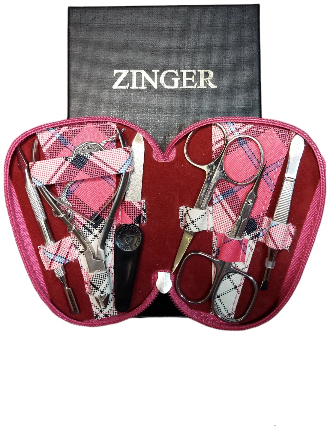 Маникюрный набор Zinger 7103 S (6 предметов) РОЗОВАЯ КЛЕТКА - фото