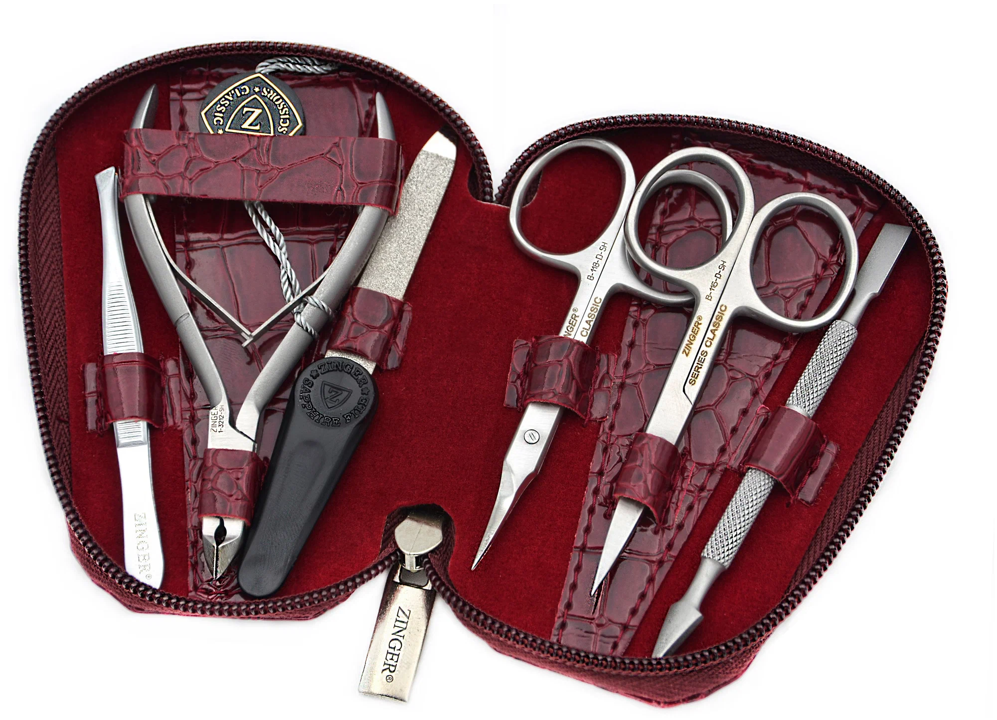 Маникюрный набор Zinger 7103 (6 предметов) КРАСНЫЙ КРОКОДИЛ - фото2