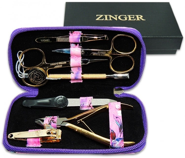 Маникюрный набор Zinger 7105 (7 предметов) ЦВЕТЫ - фото